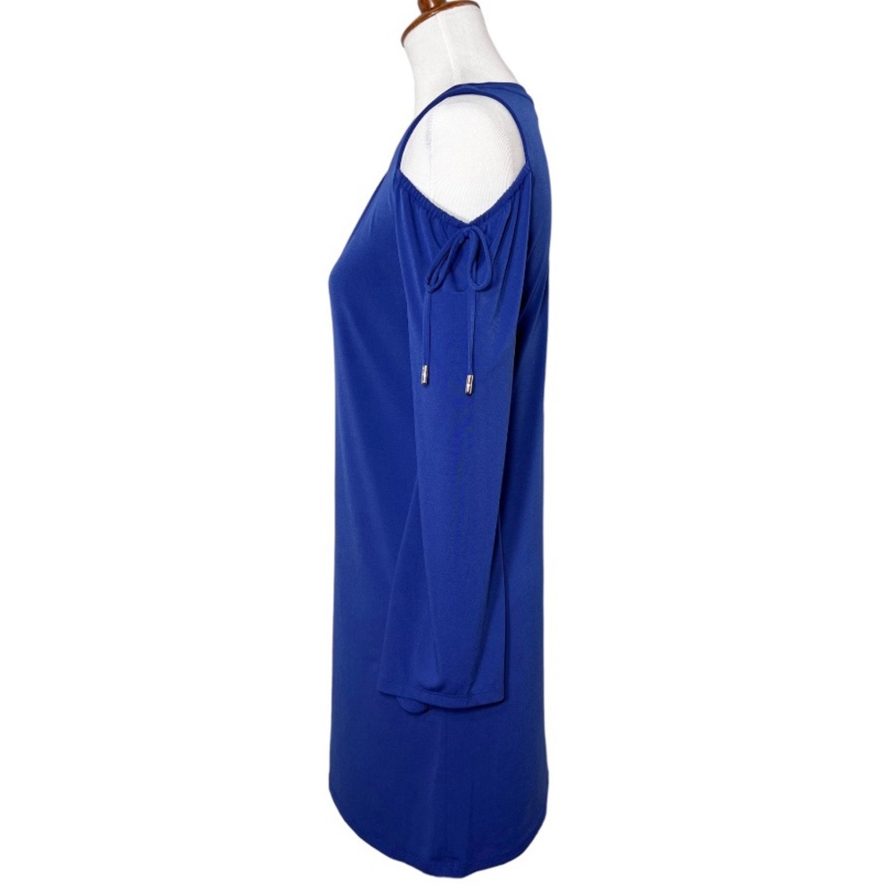 Michael Kors Royal Blue Cold Shoulder Tie Sleeve Knit Dress - Picture 6 of 12